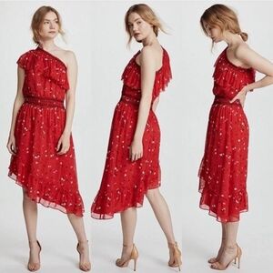 Joie NWT Hafsa Valentines Matador Red Asymmetrical One-Shoulder Dress
